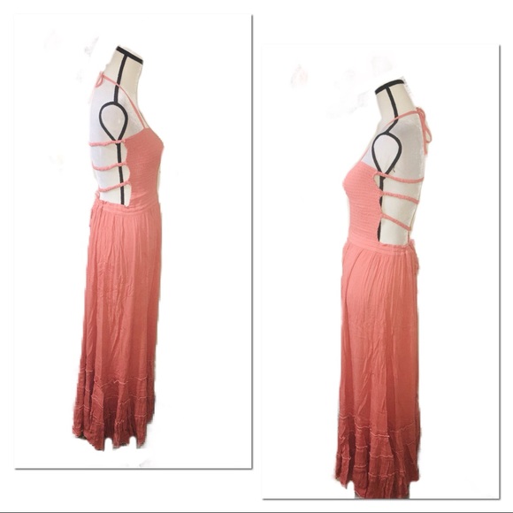 •3X HP•SOLD OUT•Boho Backless Strapless Pink Maxi• - Picture 6 of 8